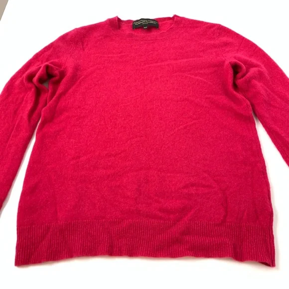 Cashmere Sweater Fushia Pink Sz Small Hudson’s Bay Crew Neck Quiet Luxury Soft - Picture 4 of 11